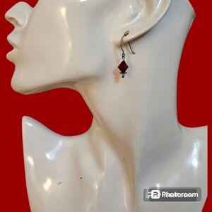 3/$30 HANDMADE Red Crystal Dangle Hook Earrings